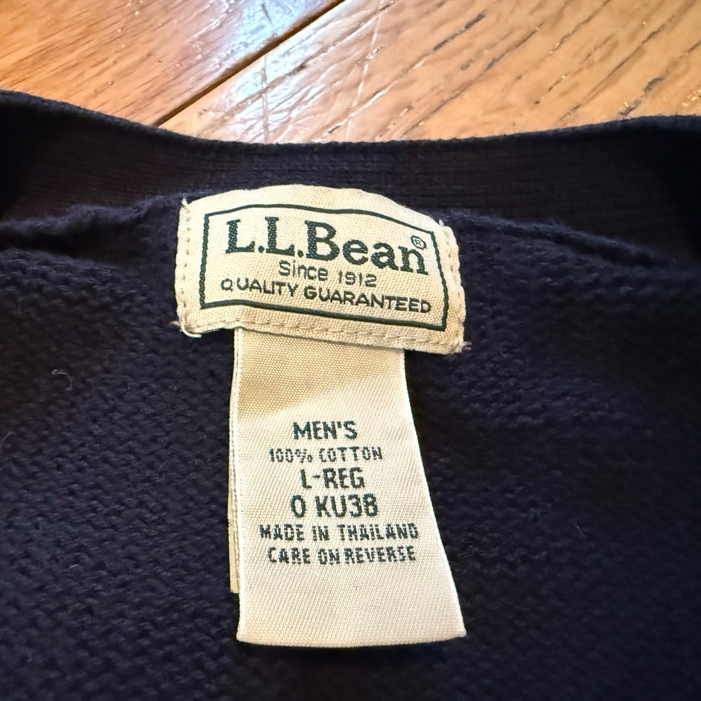 LL Bean Cardigan Sweater Knit Button Up Grandpa Navy Blue Men’s Size L Reg 0KU38 - Picture 5 of 12